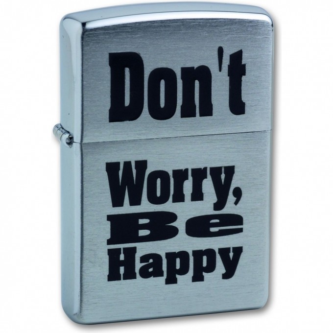 Зажигалка ZIPPO DON`T WORRY с покрытием BRUSHED_CHROME 38x13x57 мм 200_Don_t worry